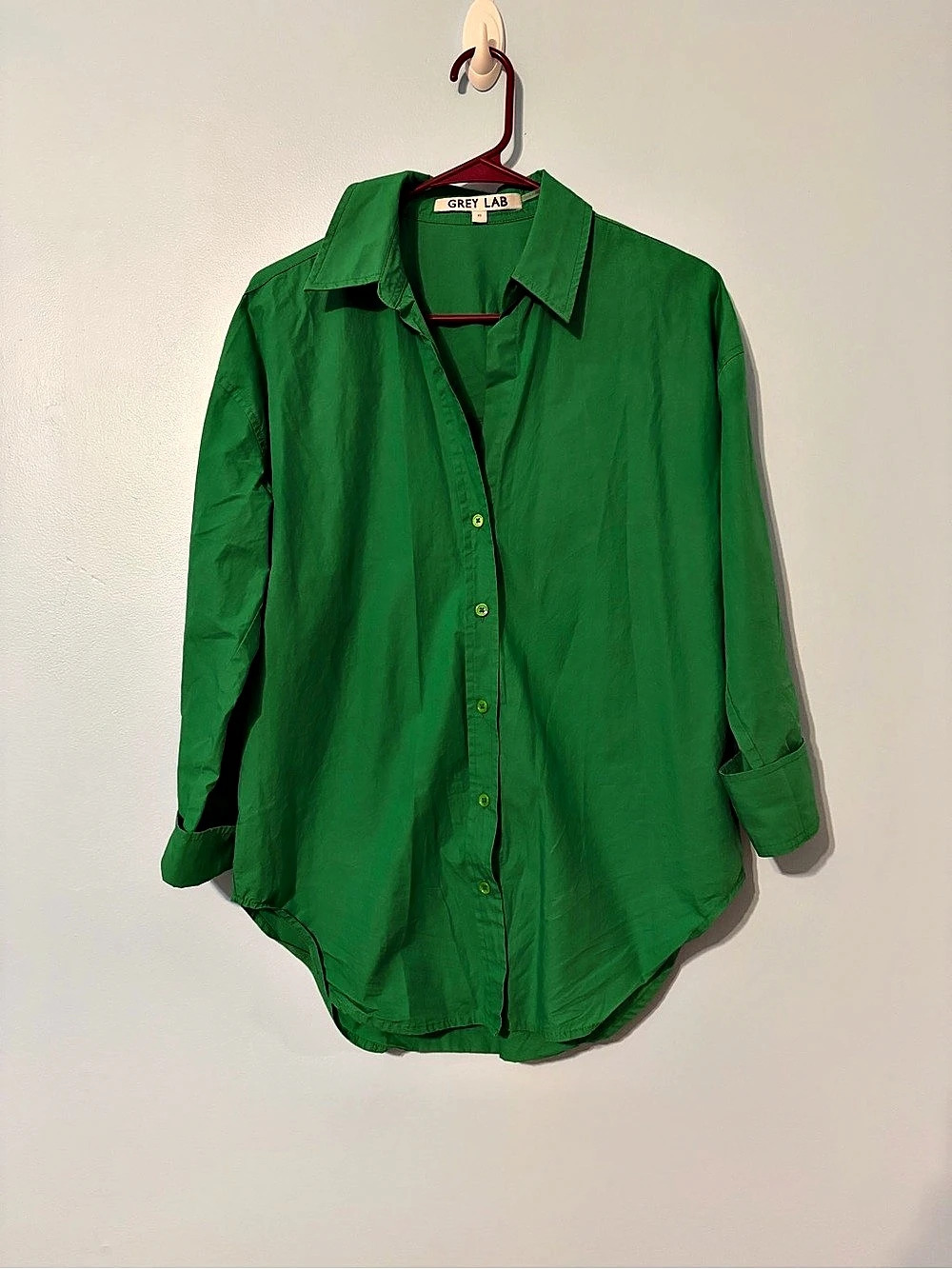 Grey Lab Oversize Collared Shirt Green Button Down XS